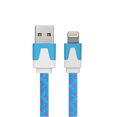 Platte nylon Lightning kabel 2 meter