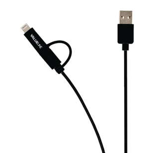 Valueline micro USB kabel met MFi Lightning adapter zwart