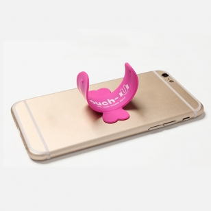 Universele siliconen one touch flip standaard roze