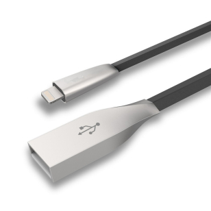 Platte 3D Lightning kabel 1 meter zwart