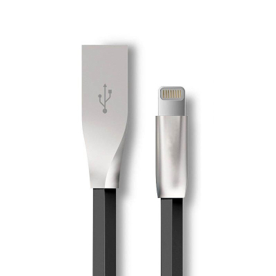 Platte 3D Lightning kabel 1 meter zwart