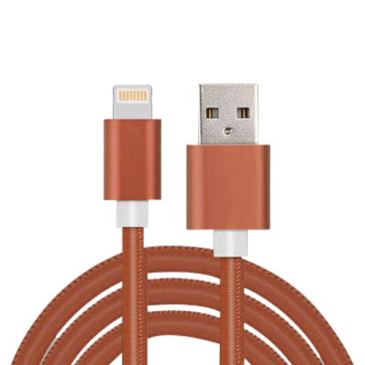Leather Lightning kabel 1 meter bruin