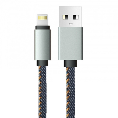 Jeans Lightning kabel 30 centimeter blauw