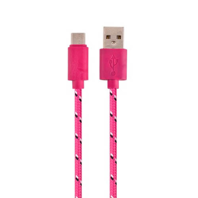 Nylon USB-C kabel 1 meter magenta