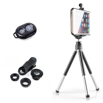 Smartphone statief, lenzenset en afstandsbediening