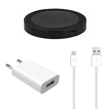 Draadloze oplader met kabel en adapter zwart