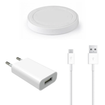 Draadloze oplader met kabel en adapter wit