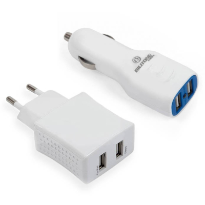Bilitong duo USB thuislader en autolader 2.1A
