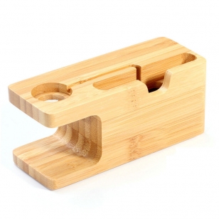 Bamboe houder voor iPhone en Apple Watch