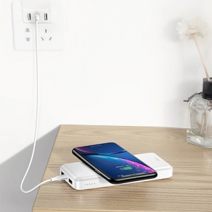 Baseus PowerBank 10.000 mAh - QI en duo USB wit
